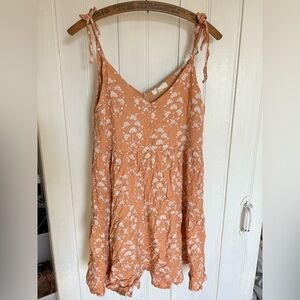 Re:blu small Floral Orange spaghetti strap bow mini Sundress